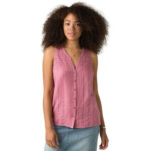PrAna Pink Nieves Button Down Tank Top